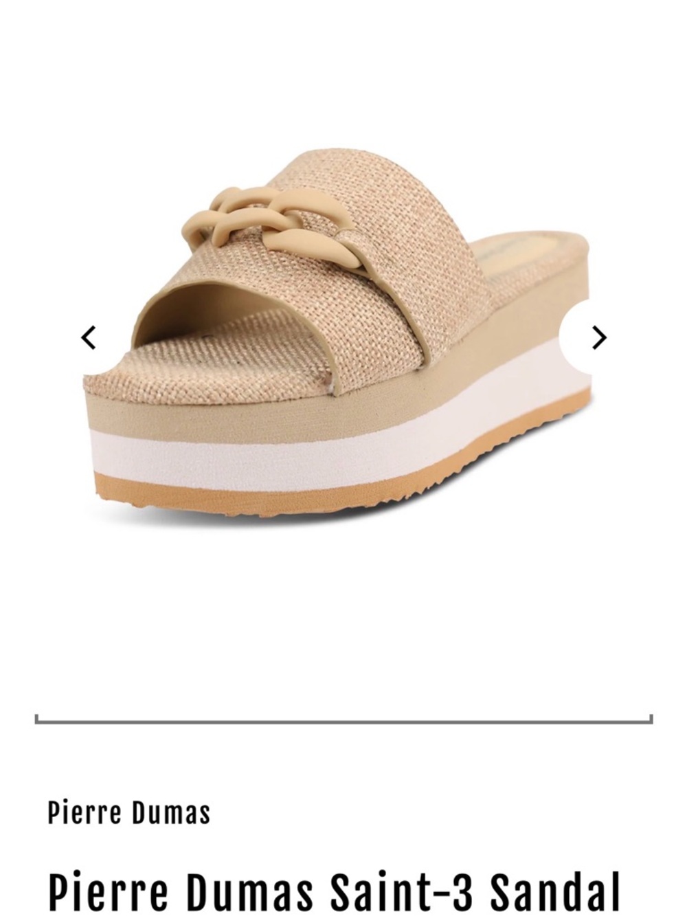 Beige Woven Chain-Accent Slide Sandals